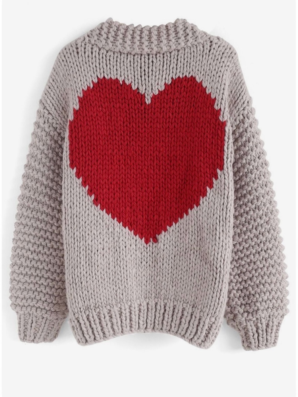 Viral Chicwish  Knit Cowl Sweater with Red Heart
